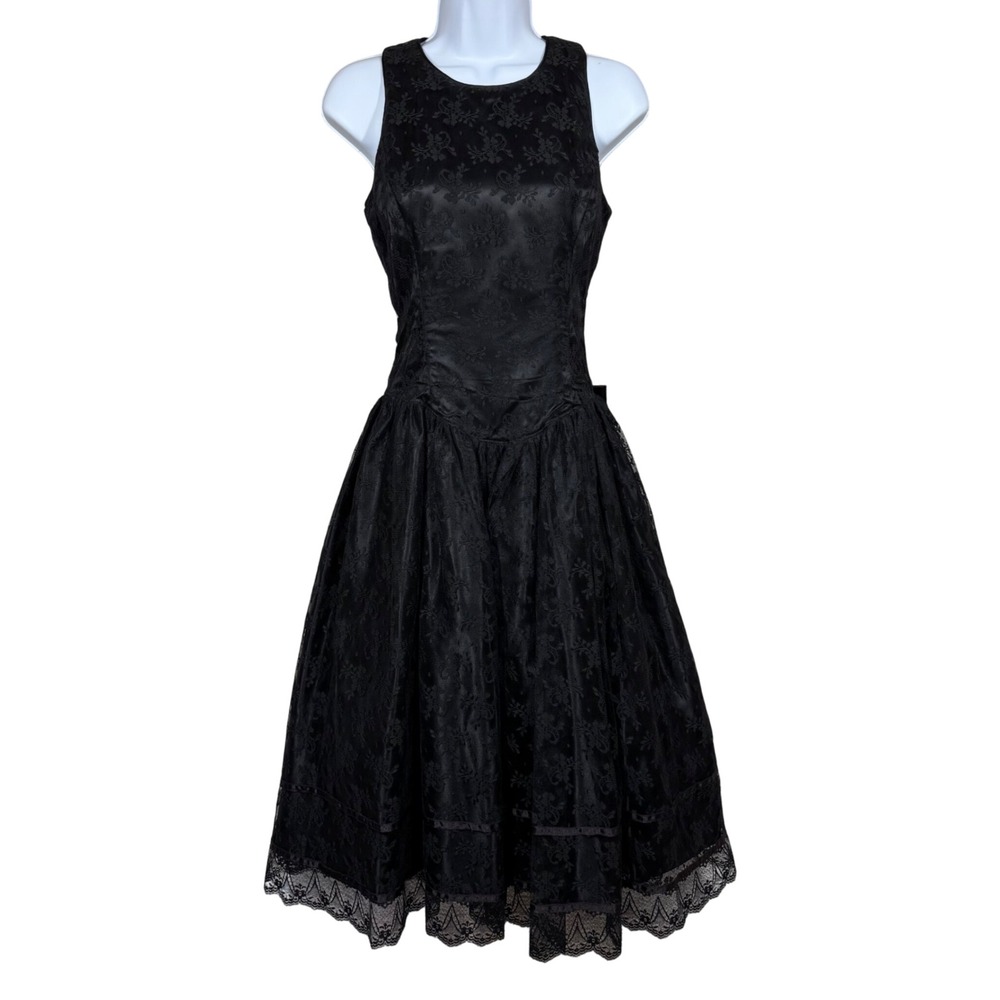 Jessica McClintock Gunne Sax Lace Bow Formal Dress Women's Small Vintage‎ 80s